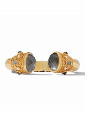 Julie Vos NWT AUTHENTIC RARE Luxury Iridescent Charcoal Blue Hinge Cuff/bracelet